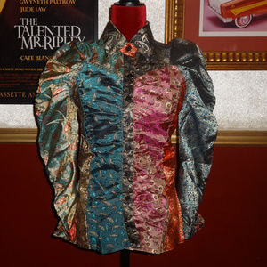 NWT Funky Satin Boho Puff-Sleeve Poet Shirt, Small